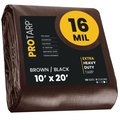 Protarp 10 ft x 20 ft Heavy Duty 16 Mil Tarp, Brown/Black, Polyethylene, Waterproof, Rip and Tear Proof PT-102-10X20